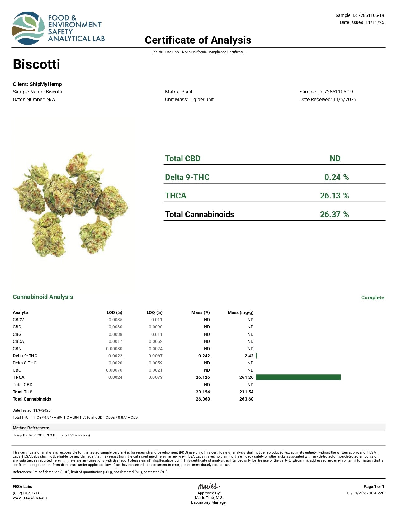 Biscotti THCA Flower Ounce Mediums